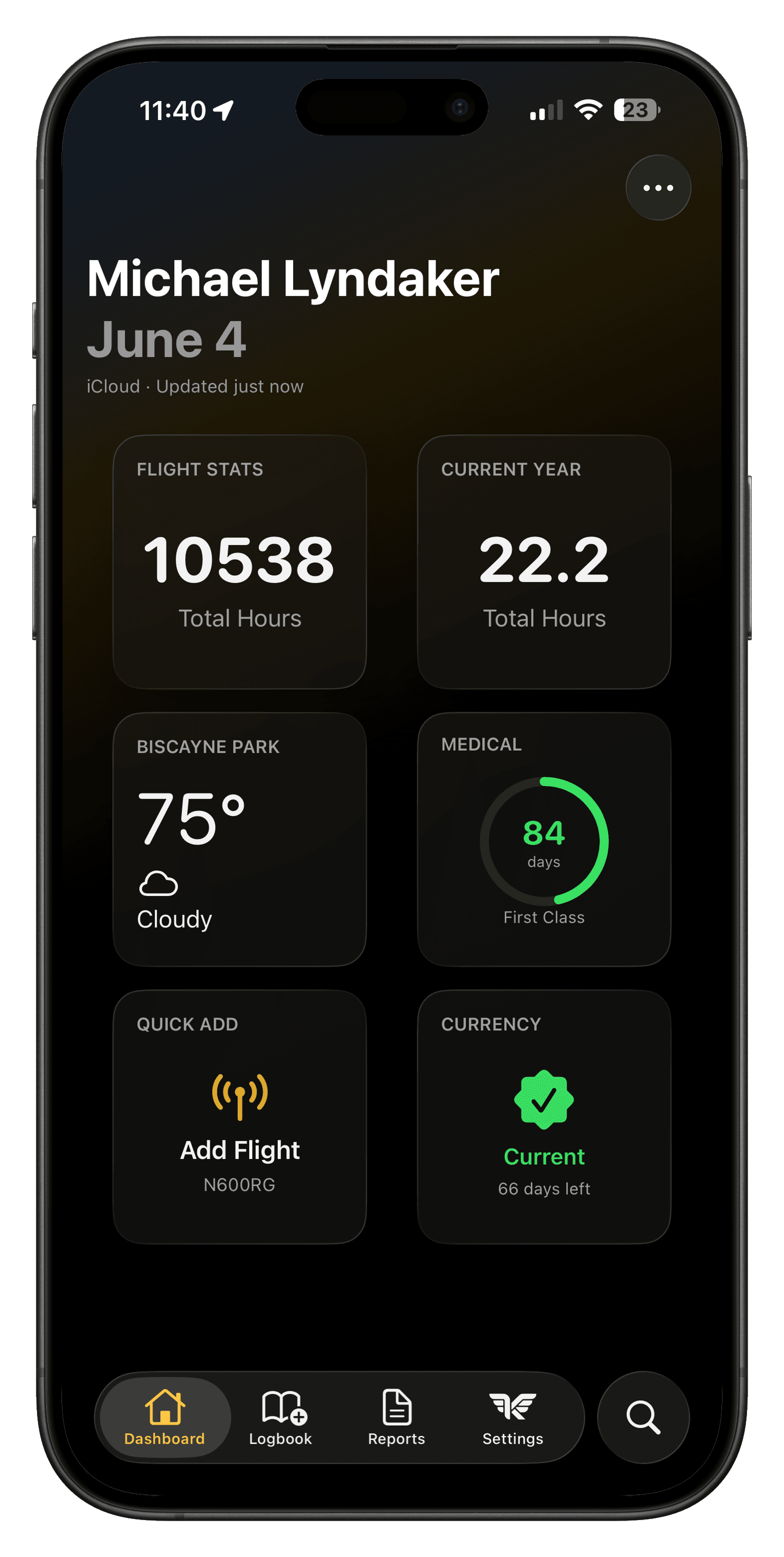 The KármánLogs app running on iPhone